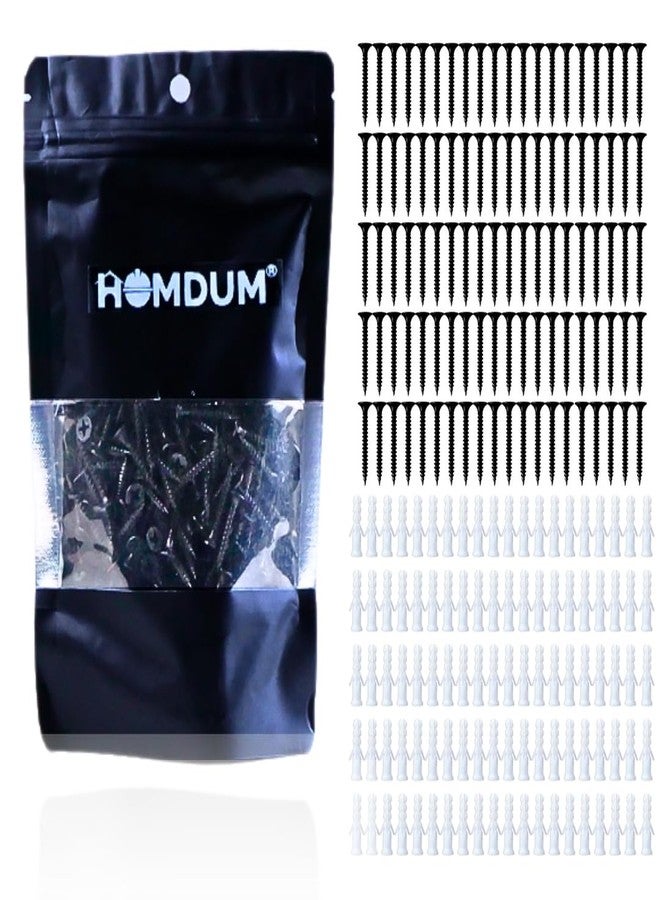 Homdum Nylon Plug with Screws 1 1/2 inch (38 mm screw with plastic sleeve) Pack of 100. (1 1/2") - Image 1